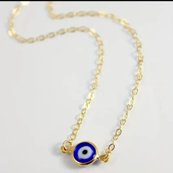 Evil's Eye Pendant Golden Necklace - Picture 2 of 3